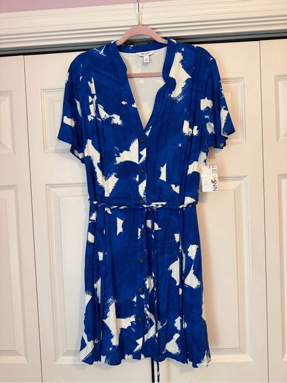 Nine West Blue and White Shirt Dress